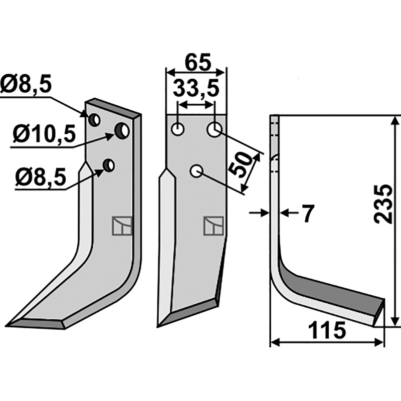 FAH-01R Fräsmesser, rechte Ausführung Fahr SE 1 C 62A Fräsmesser, rechte Ausführung IHOF FAH-01R