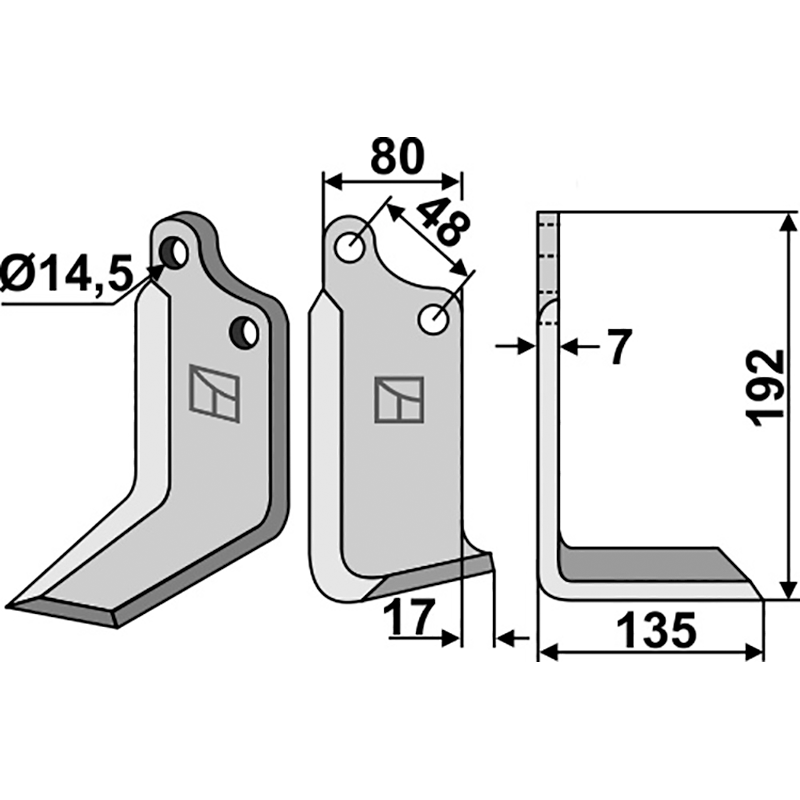 MAS-38R Fräsmesser, rechte Ausführung Maschio/Gaspardo 29100407 Fräsmesser, rechte Ausführung IHOF MAS-38R