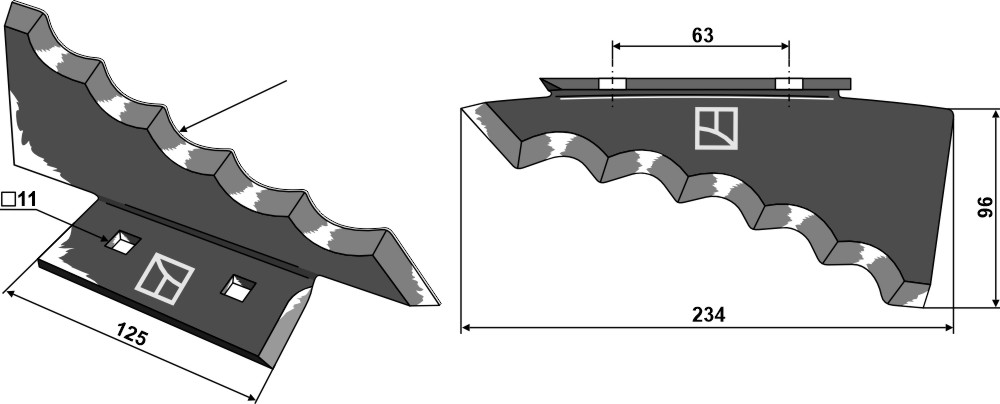 Futtermischwagenmesser - Hartmetallbeschichtet, rechts