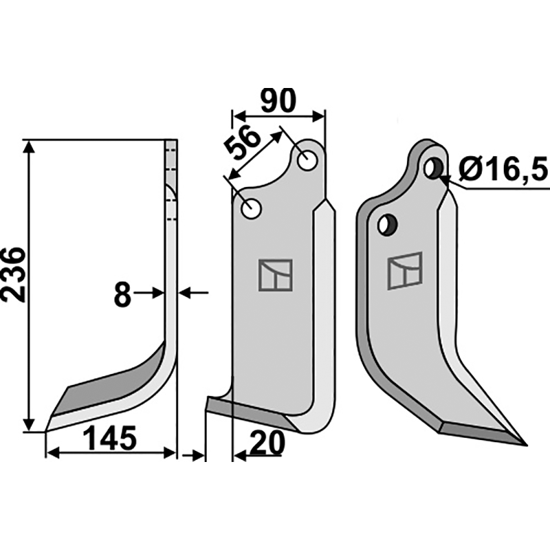 MAS-14L Fräsmesser, linke Ausführung Maschio/Gaspardo 24100407 Fräsmesser, linke Ausführung IHOF MAS-14L