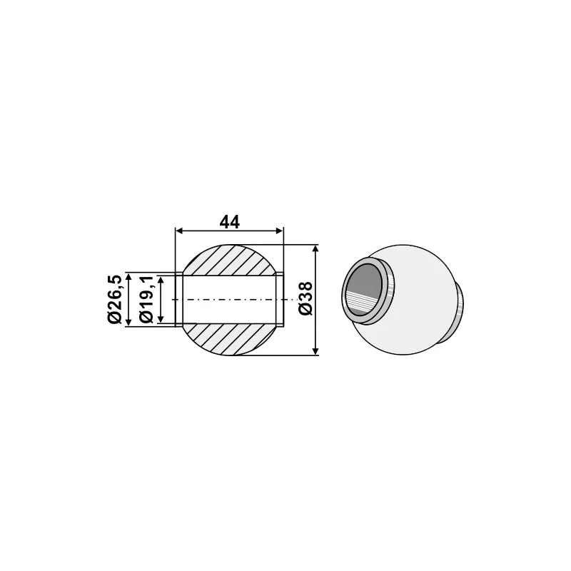 Oberlenkerkugel Kat 1 / 19,2 - 38 mm verzinkt I-Hof