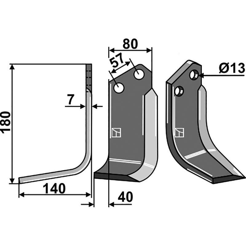 AGRA-07L Fräsmesser, linke Ausführung Agrator|Agric Fräsmesser, linke Ausführung IHOF AGRA-07L