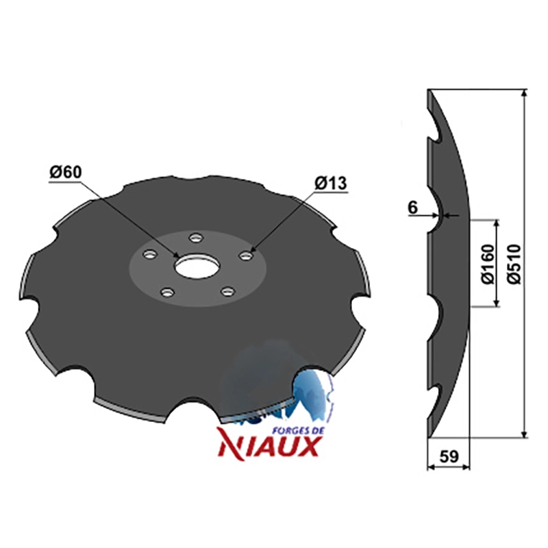 Landwirtschaft Bodenbearbeitung Scheibeneggen Scheibe mit flachem Ansatz gezackt Evers|Niaux Landwirtschaft Bodenbearbeitung Scheibeneggen Scheibe mit flachem Ansatz gezackt Evers|Niaux
