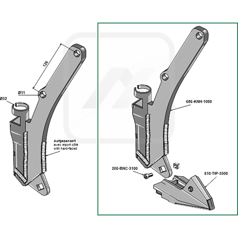 Landwirtschaft Bodenbearbeitung Grubber Schare & Leitbleche Säscharadapter Seed Hawk|Bourgault Landwirtschaft Bodenbearbeitung Grubber Schare & Leitbleche Säscharadapter Seed Hawk|Bourgault