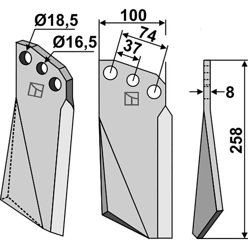 Kuhn 522602 Rotorzinken, rechte Ausführung IHOF KUH-03R