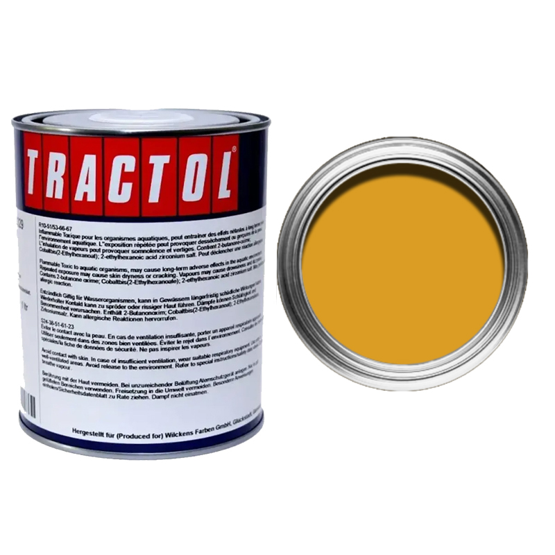 Tractol Lack 329 P141266 Komatsu gelb Stoß-, Schlag-, und Kratzfestigkeit