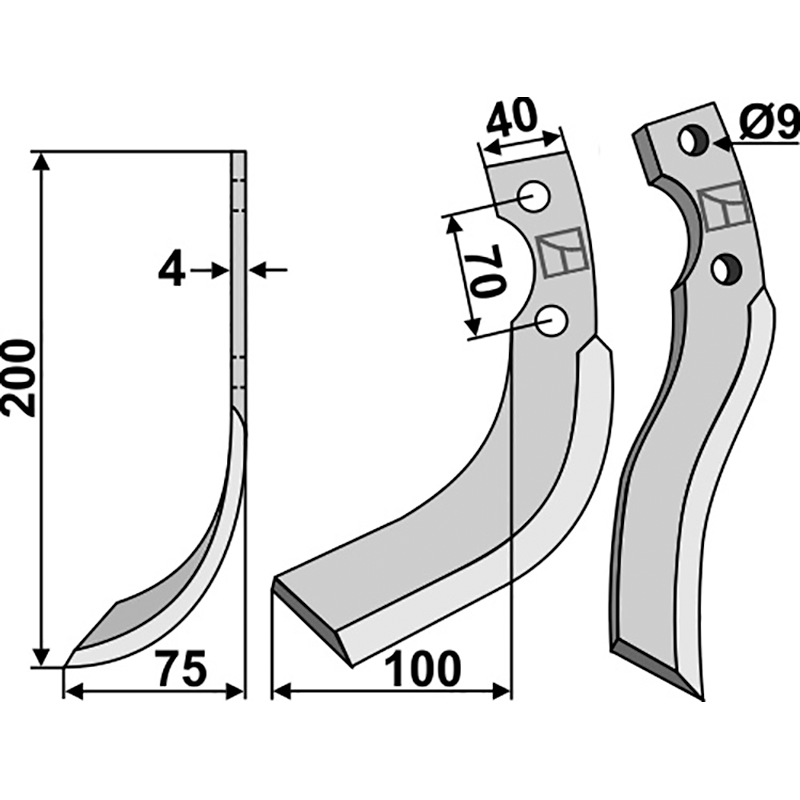 Iseki 1349-716-0010-1 Fräsmesser, linke Ausführung IHOF ISE-01L