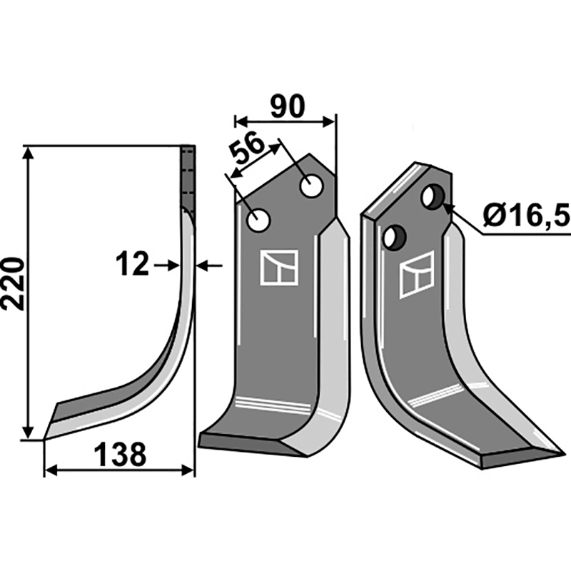 Maschio/Gaspardo 09400415 Fräsmesser, linke Ausführung IHOF MAS-81L
