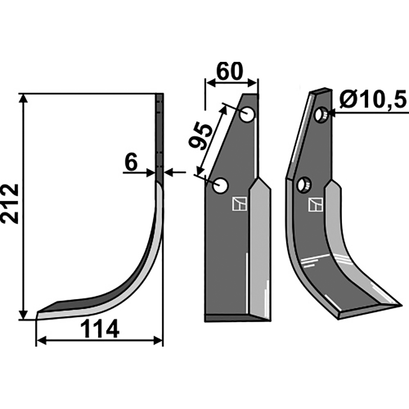 HOW-65L Fräsmesser, linke Ausführung Kongskilde|Kuhn 73000106138V|73000106138V Fräsmesser, linke Ausführung IHOF HOW-65L