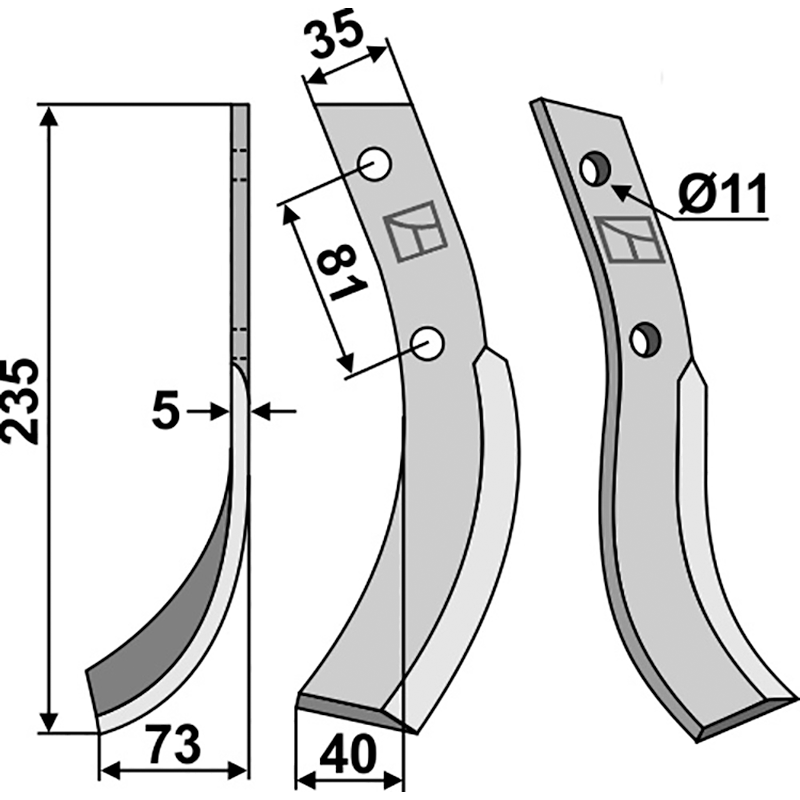 HON-06L Fräsmesser, linke Ausführung Honda 510-560 Fräsmesser, linke Ausführung IHOF HON-06L