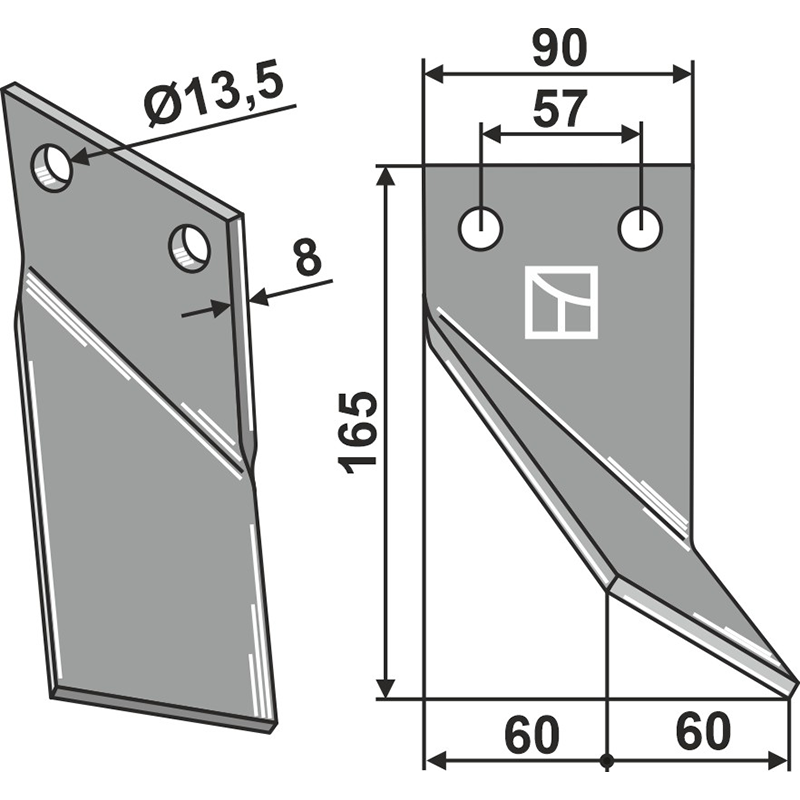 Rotadairon 450.1003 Rotorzinken, rechte Ausführung IHOF ROT-26R
