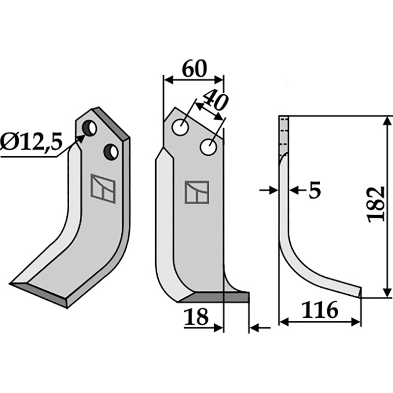 MAS-52R Fräsmesser, rechte Ausführung Maschio/Gaspardo 73100404 Fräsmesser, rechte Ausführung IHOF MAS-52R