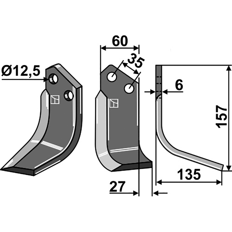 AGRI-03R Fräsmesser, rechte Ausführung Agrator|Agric Fräsmesser, rechte Ausführung IHOF AGRI-03R