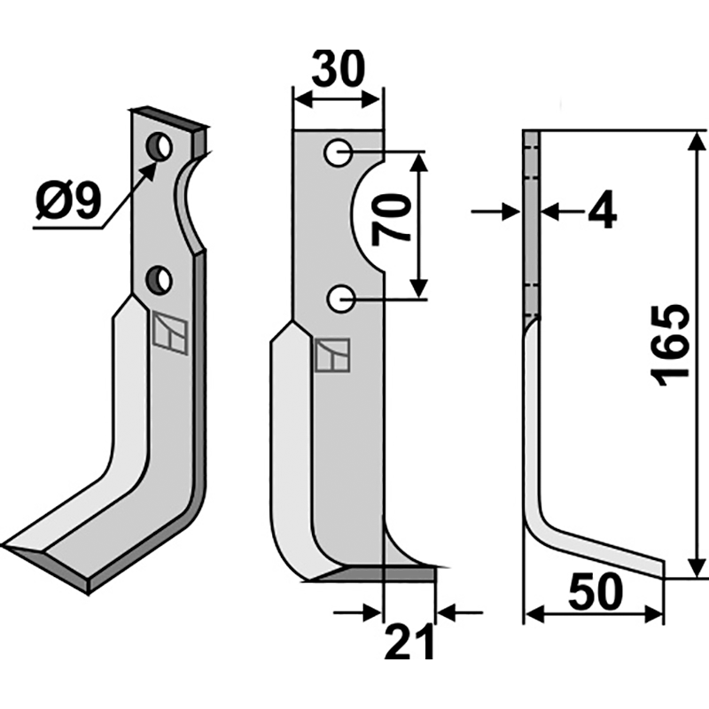 AGR-11R Fräsmesser, rechte Ausführung Agria NH 16549 Fräsmesser, rechte Ausführung IHOF AGR-11R
