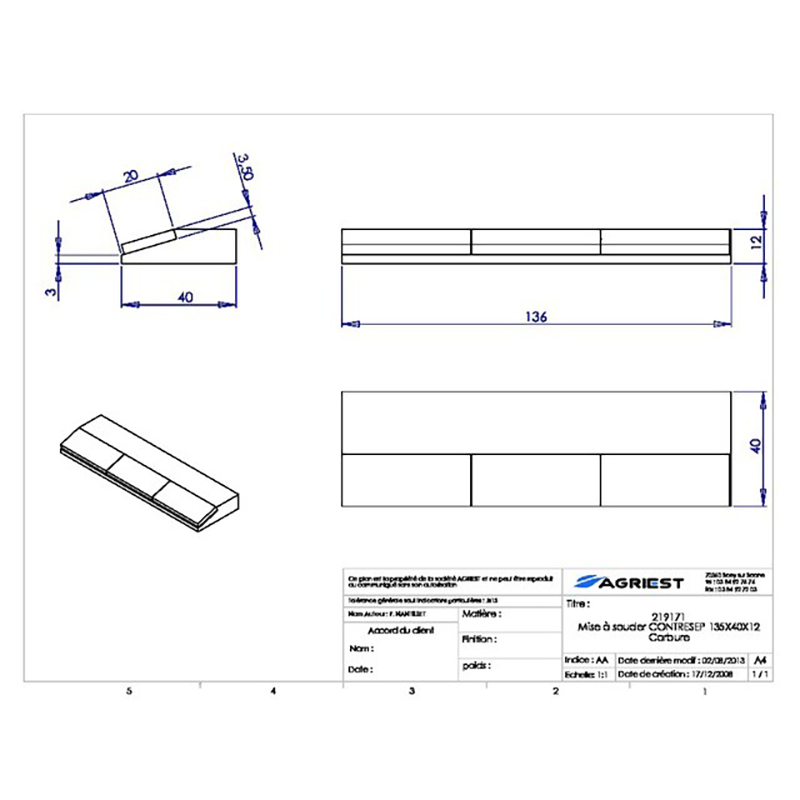 Grubber Anschweißteile Flach Anschweissteil Anlage 135X40X12 Hartmetall 135X40X12 Hartmetall