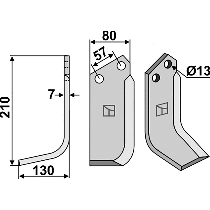 HOW-03L Fräsmesser, linke Ausführung Breviglieri|Howard|Agricom 20302S|9948(9930) Fräsmesser, linke Ausführung IHOF HOW-03L