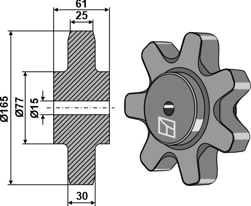 Kettenrad Ø165 |69-1502 Industriehof Scherenbostel | Kettenrad Ø165 (69-1502)