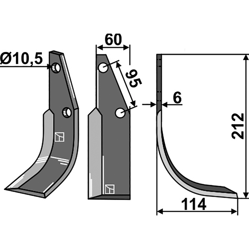 HOW-65R Fräsmesser, rechte Ausführung Kongskilde|Kuhn 73000106139V|73000106139V Fräsmesser, rechte Ausführung IHOF HOW-65R