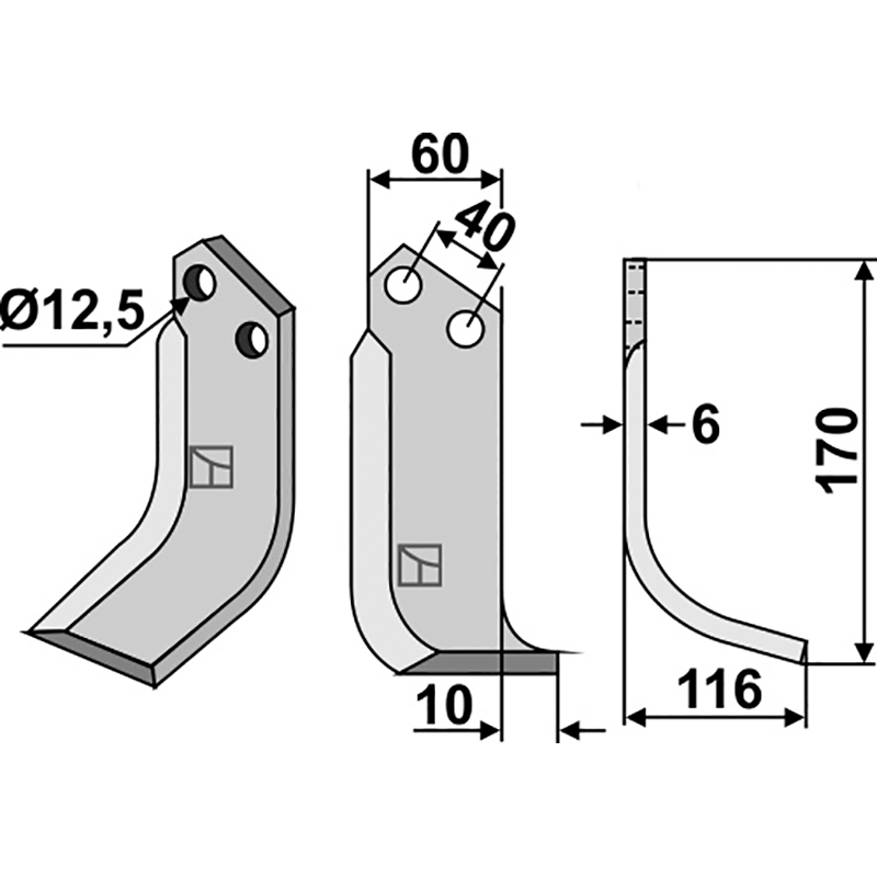 Breviglieri|Maschio/Gaspardo 0030104D|40000404 Fräsmesser, rechte Ausführung IHOF BRE-14R