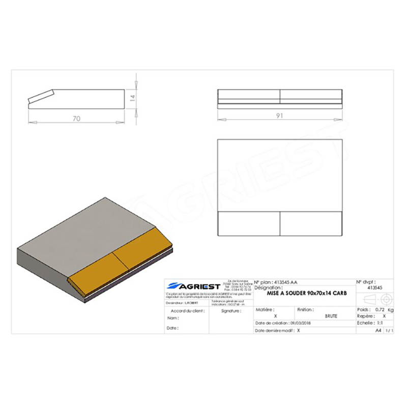 Grubber Anschweißteile Flach Anschweissteil Hartmetall Anlage 90X70X14