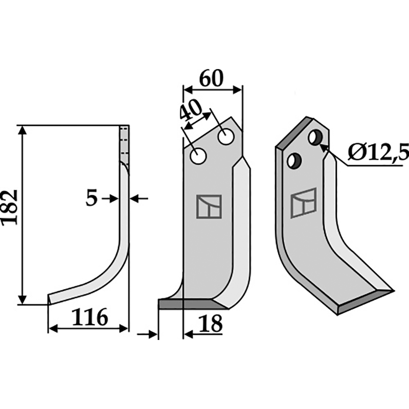 MAS-52L Fräsmesser, linke Ausführung Maschio/Gaspardo 73100405 Fräsmesser, linke Ausführung IHOF MAS-52L