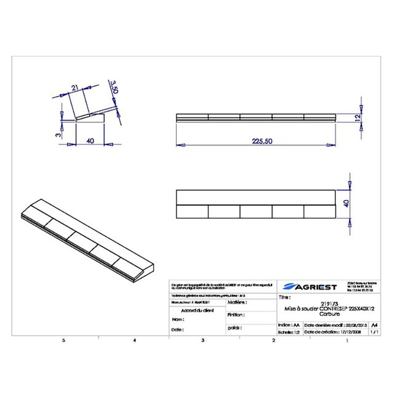 Flach Anschweissteil Anlage 225X40X12 Hartmetall 225X40X12 Hartmetall Grubber Anschweißteile Flach Anschweissteil Anlage 225X40X12 Hartmetall 225X40X12 Hartmetall