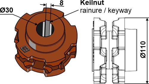 Nusskettenrad Ø110 |69-6-559 Industriehof Scherenbostel | Nusskettenrad Ø110 (69-6-559)