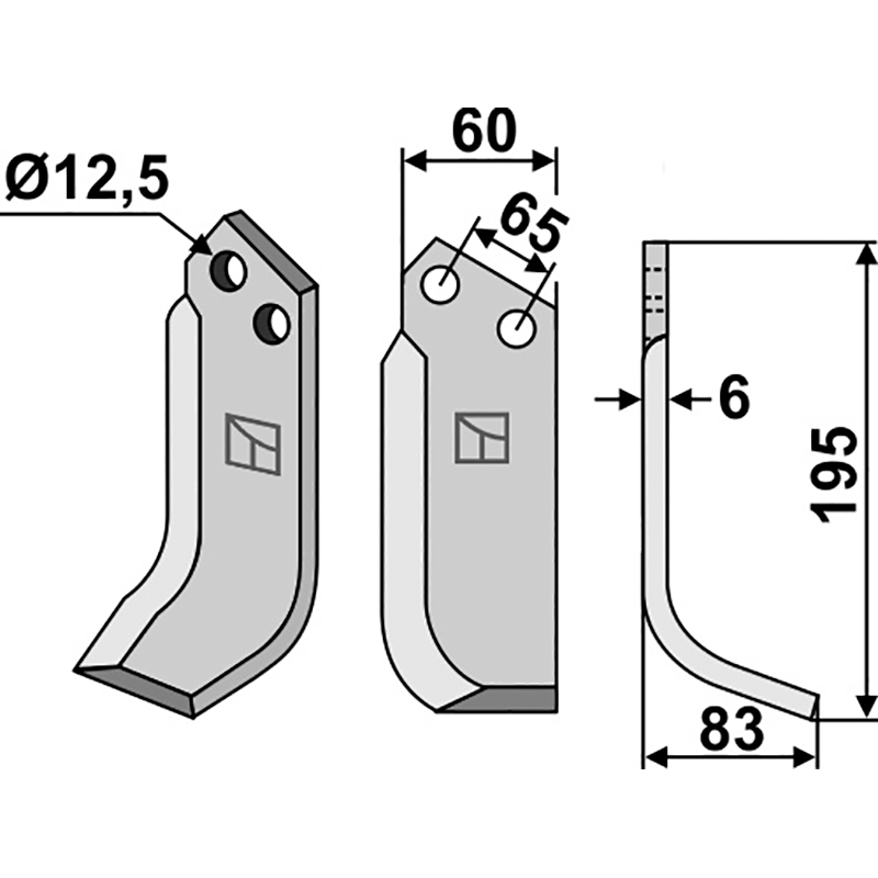 MAS-12R Fräsmesser, rechte Ausführung Maschio/Gaspardo 00566103 Fräsmesser, rechte Ausführung IHOF MAS-12R
