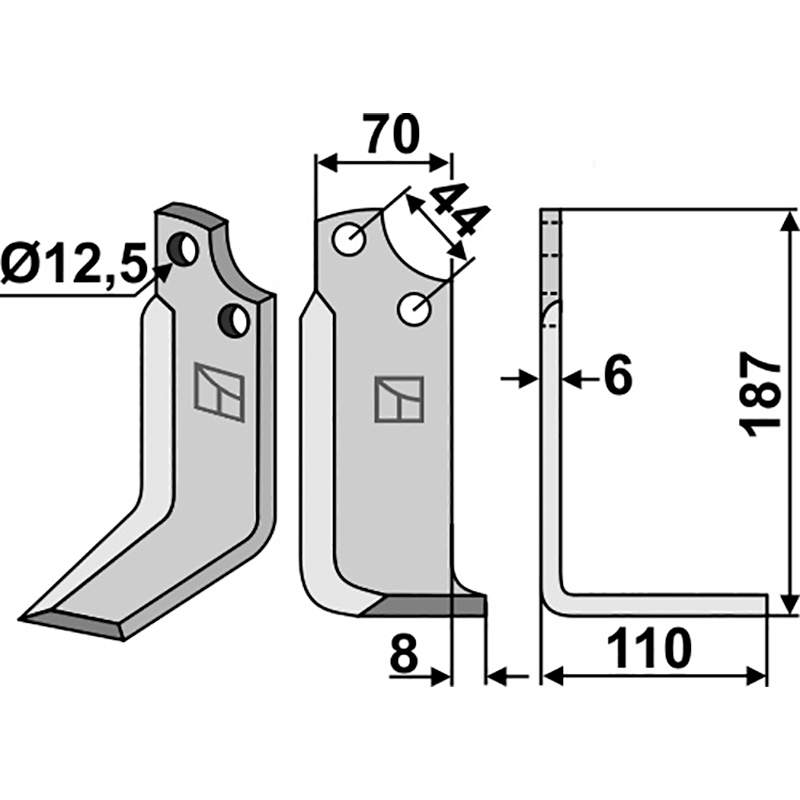 Maschio/Gaspardo 19100421 - M10700421R Fräsmesser, rechte Ausführung IHOF MAS-09R