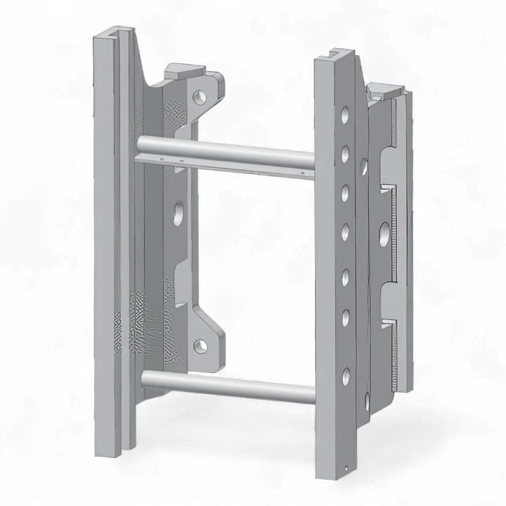 Technische Zeichnung des ROCKINGER Anhängebocks RO880A1104C, Schlittenbreite 330 mm; geeignet für John Deere 5R (5080R/5090R/5100R), 5RN (5080RN/5090RN/5100RN) und 5020 (5620/5720/5820); für höhenverstellbare Kupplungen; D-Wert 65,7 kN, Stützlast 2,0 t.