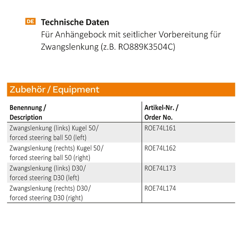 Zwangslenkeraufnahme Rockinger ROE74L161 K50 links