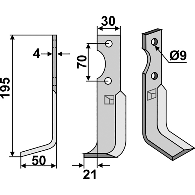 Agria 1250 210 98 Fräsmesser, linke Ausführung IHOF AGR-06L