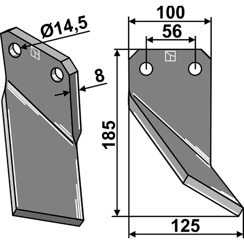 FRG-16R Rotorzinken, rechte Ausführung Forigo-Roteritalia G4595000 Rotorzinken, rechte Ausführung IHOF FRG-16R