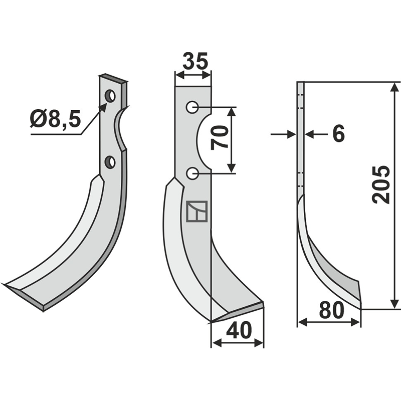 ADR-09R Fräsmesser, rechte Ausführung Adriatica|Honda Fräsmesser, rechte Ausführung IHOF ADR-09R