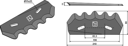 Futtermischwagenmesser - Hartmetallbeschichtet, rechts