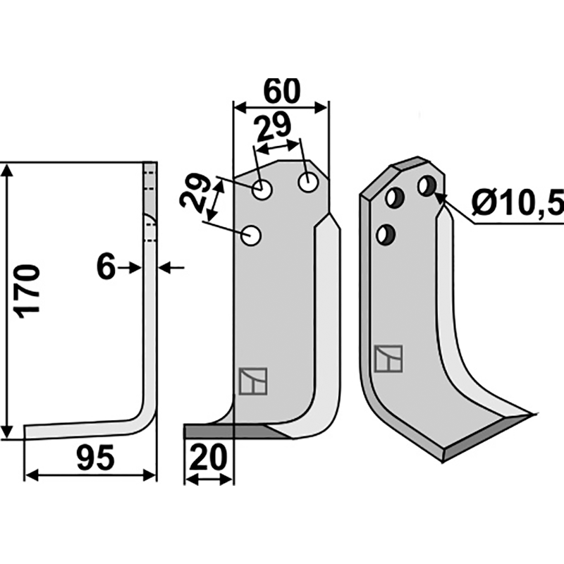 Agria 15453 Fräsmesser, linke Ausführung IHOF AGR-09L