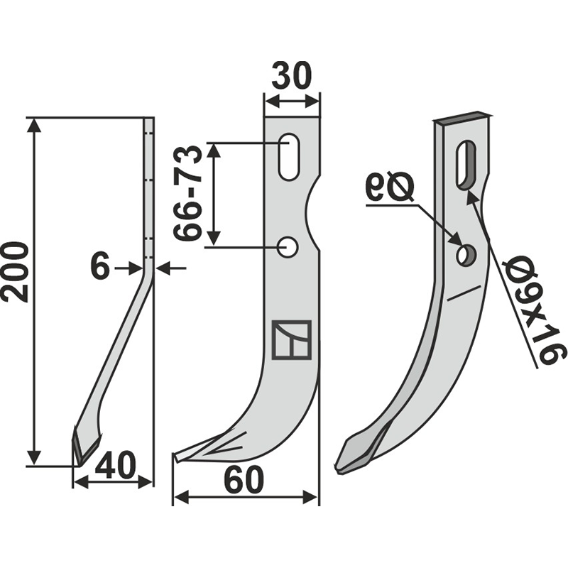 BEN-51L Universal Fräsmesser, linke Ausführung Agria|Benassi Universal Fräsmesser, linke Ausführung IHOF BEN-51L