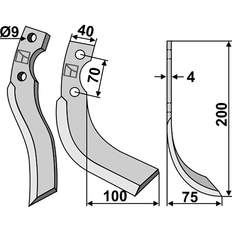 Iseki 1349-716-0020-1 Fräsmesser, rechte Ausführung IHOF ISE-01R