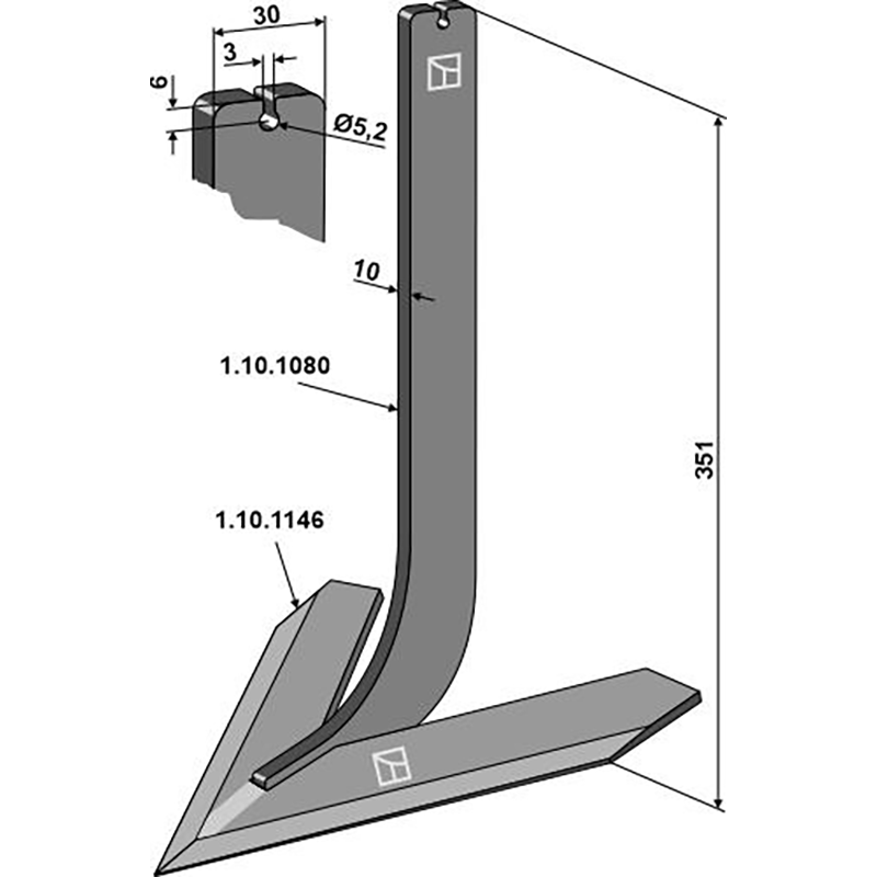 Landwirtschaft Bodenbearbeitung Grubber Schare & Leitbleche Stiel mit Schar 240mm Steketee Landwirtschaft Bodenbearbeitung Grubber Schare & Leitbleche Stiel mit Schar 240mm Steketee