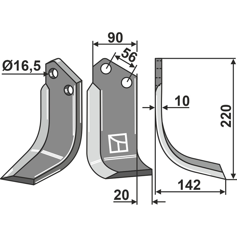 MAS-27R Fräsmesser, rechte Ausführung Maschio/Gaspardo 09400414 Fräsmesser, rechte Ausführung IHOF MAS-27R
