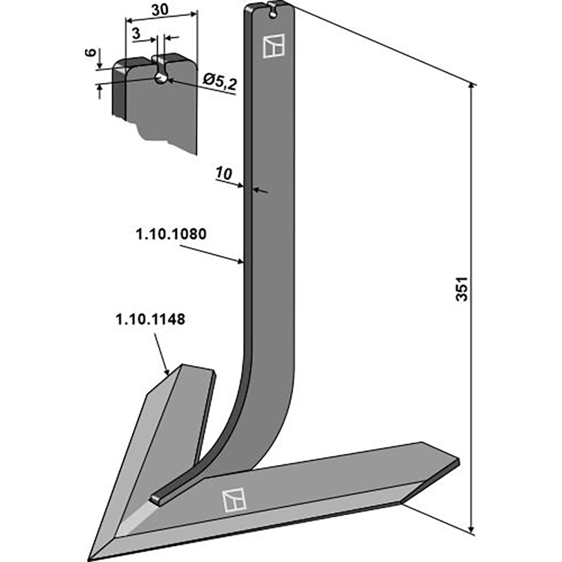 Landwirtschaft Bodenbearbeitung Grubber Schare & Leitbleche Stiel mit Schar 280mm Steketee Landwirtschaft Bodenbearbeitung Grubber Schare & Leitbleche Stiel mit Schar 280mm Steketee