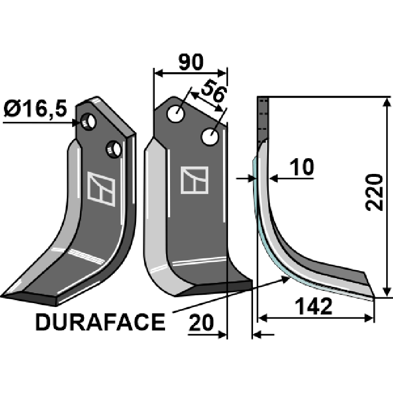 MAS-27R.D Fräsmesser DURAFACE, rechte Ausführung Maschio/Gaspardo 0940042/M09400424R Fräsmesser DURAFACE, rechte Ausführung IHOF MAS-27R.D