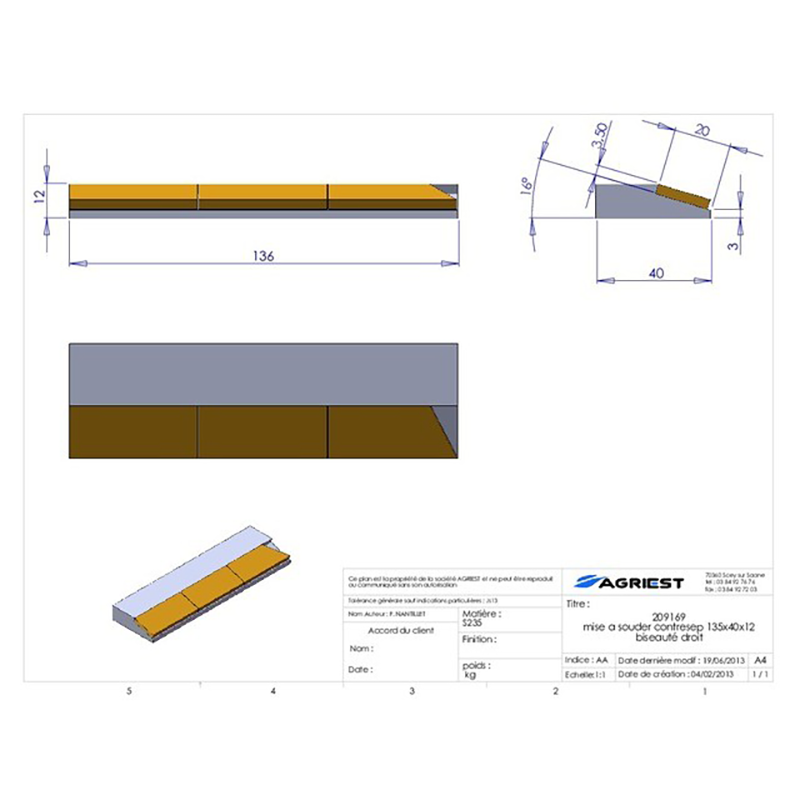 Grubber Anschweißteile Flach Anschweissteil Anlage 135X40X12 Abgeschrägt Hartmetall