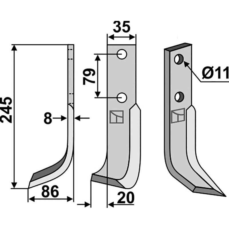 PAS-02L Fräsmesser, linke Ausführung Pasquali AX 20/21 (599) Fräsmesser, linke Ausführung IHOF PAS-02L