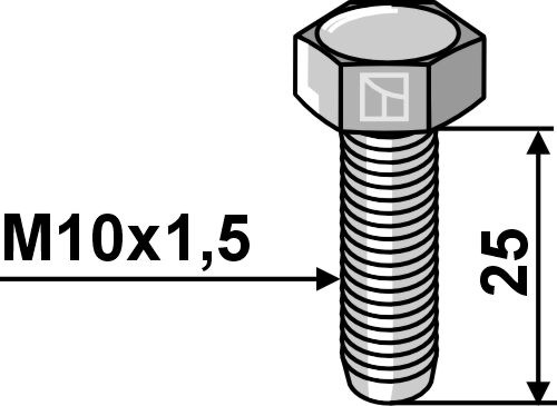 Sechskantschraube M10x1,5x25 ohne Mutter - galvanisch verzinkt