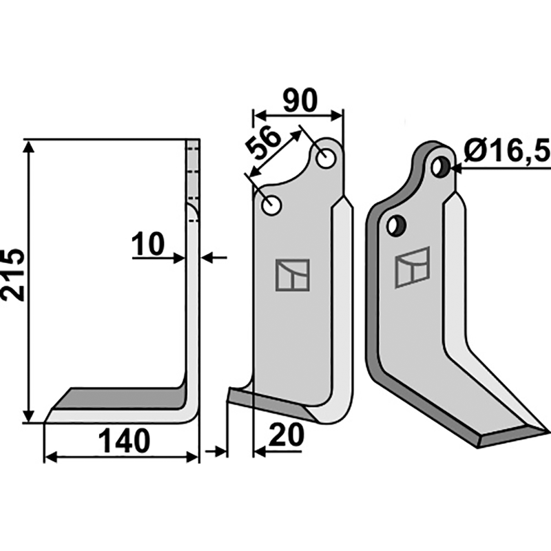 MAS-15IL Fräsmesser, linke Ausführung Maschio/Gaspardo M09400419 Fräsmesser, linke Ausführung IHOF MAS-15IL