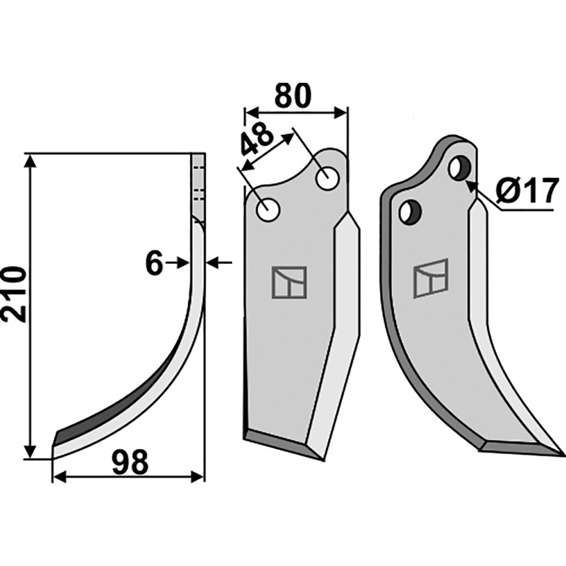 POL-02L Fräsmesser, linke Ausführung Agromet 150002001 Fräsmesser, linke Ausführung IHOF POL-02L