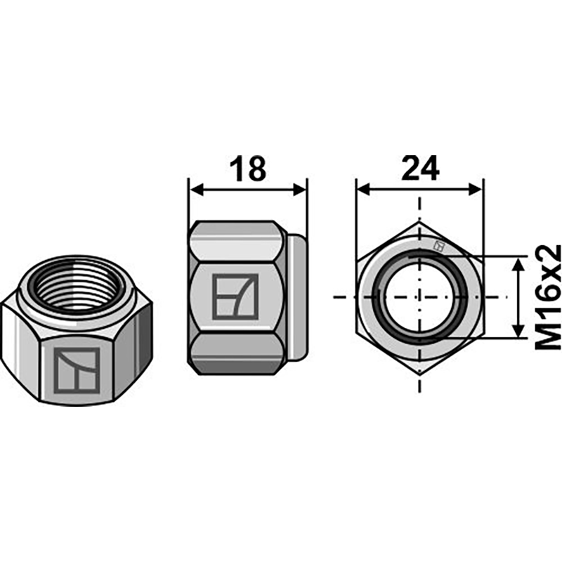 Landwirtschaft Bodenbearbeitung Grubber Schare & Leitbleche Selbstsichernde Mutter - M16x2 Landwirtschaft Bodenbearbeitung Grubber Schare & Leitbleche Selbstsichernde Mutter - M16x2