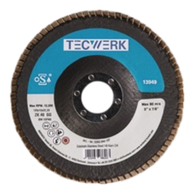 TECWERK INOX Fächerscheibe Action Ø125mm, Körnung 40 TECWERK INOX Fächerscheibe Action Ø125mm, Körnung 80