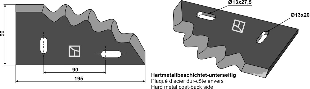 Futtermischwagenmesser - Hartmetallbeschichtet, links